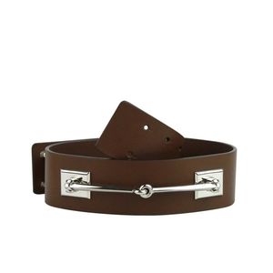 Gucci Dark Brown Leather Belt with Silver Detailing